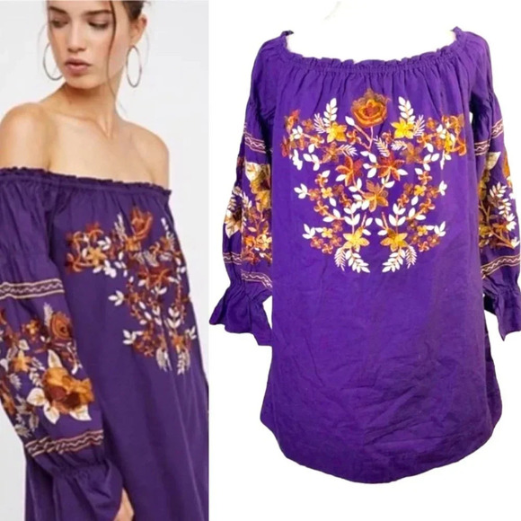 NWT Free People Fleur Du Jour Shift Dress Purple - Picture 1 of 6